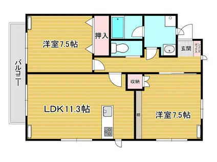 グランフィールド(2LDK/2階)の間取り写真