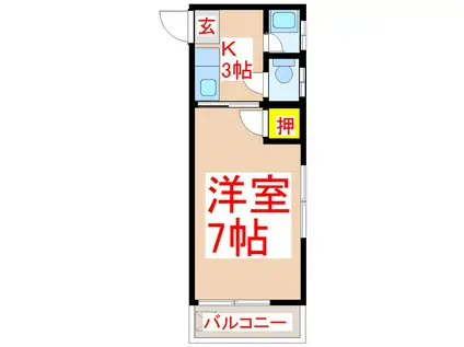 ゆうきハイツ(1K/4階)の間取り写真