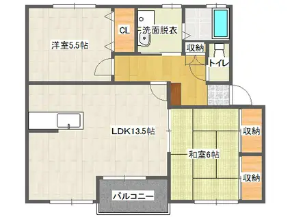 サンフォレスト相生(2LDK/2階)の間取り写真
