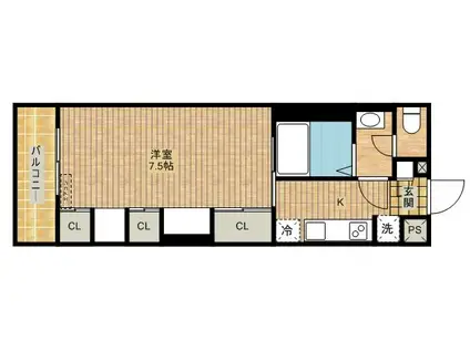 リブリ・武蔵新城(1K/1階)の間取り写真
