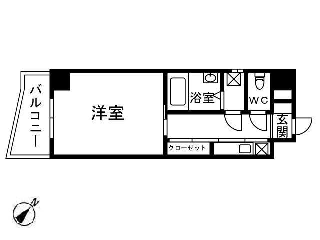 シティパレス薬大前(1K/7階)の間取り写真