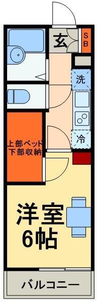 レオパレスアリビオ(1K/1階)の間取り写真