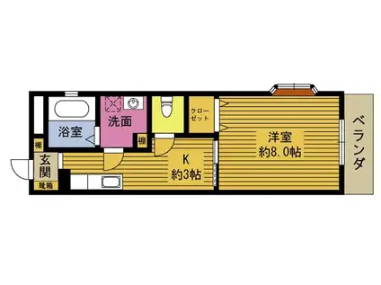 エクセレントヴィラホウショウ(1K/1階)の間取り写真