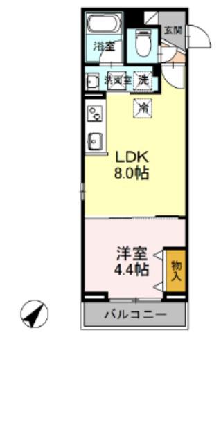 パルナシウス(1LDK/1階)の間取り写真