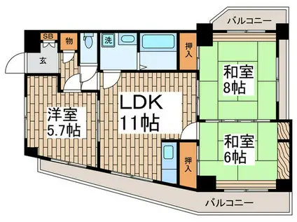 マンションこいずみ(3LDK/2階)の間取り写真