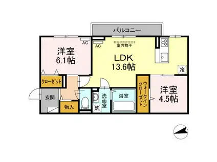 プレステージア厚南北I(2LDK/3階)の間取り写真