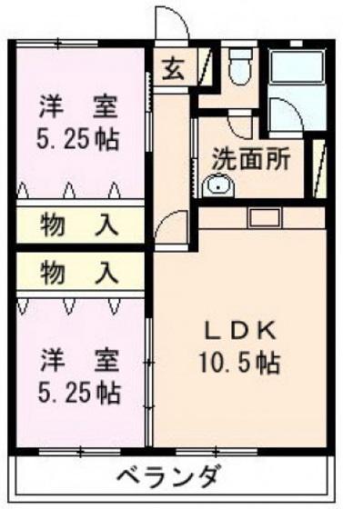 福富グリーンビル(2LDK/3階)の間取り写真
