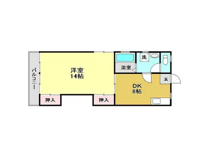 山崎マンション(1DK/2階)の間取り写真