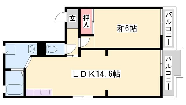 メゾン八代(1LDK/2階)の間取り写真