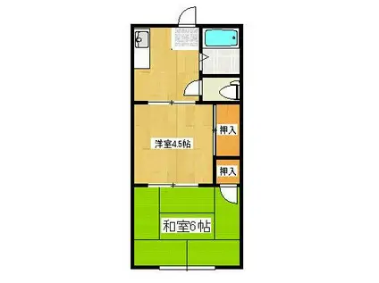 サンライフ松本D棟(2K/2階)の間取り写真