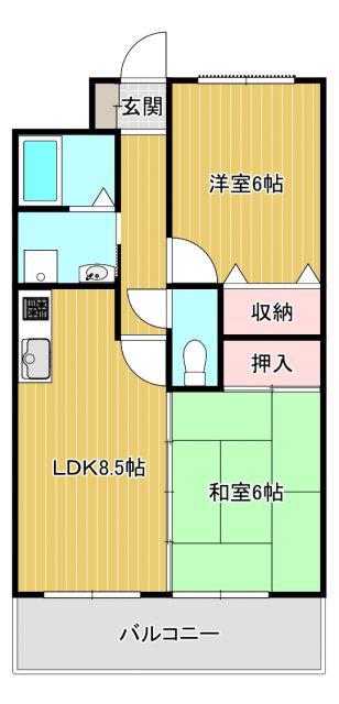 プランドール柳井(2LDK/2階)の間取り写真