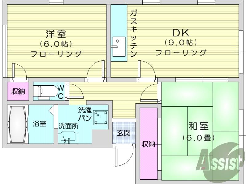 サンフォレスト上杉A(2DK/1階)の間取り写真