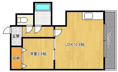 リベラル(1LDK/3階)の間取り写真