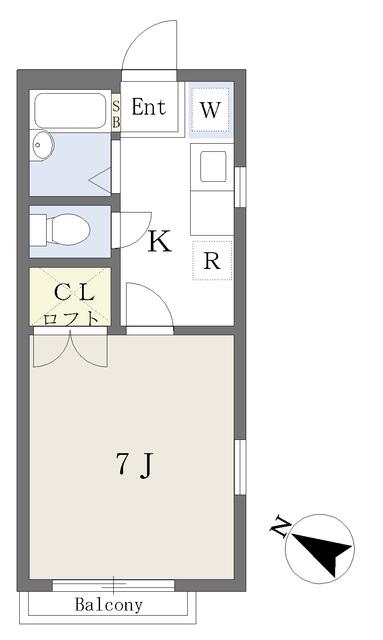 エクセルシャトー中山(1K/2階)の間取り写真