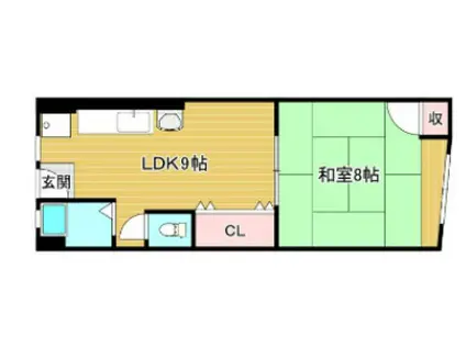 花隈マンション(1LDK/2階)の間取り写真