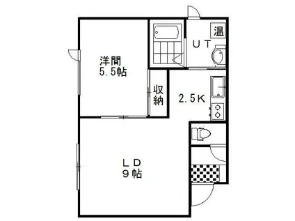 ボヌール寿(1LDK/2階)の間取り写真