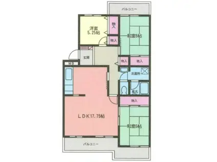 森の里くすのき台団地 1号棟(3LDK/3階)の間取り写真