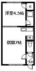 メゾンアルベール旭川(1DK/2階)の間取り写真