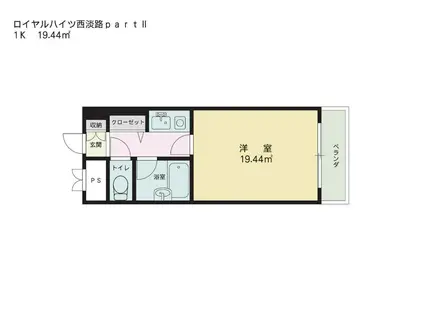 ロイヤルハイツ西淡路PARTII(1K/7階)の間取り写真