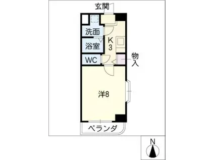 ラシュレ日光(1K/4階)の間取り写真