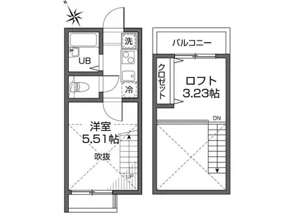ソワール吉祥寺(1DK/2階)の間取り写真