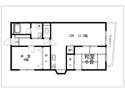 エスポワール住吉(2LDK/3階)の間取り写真