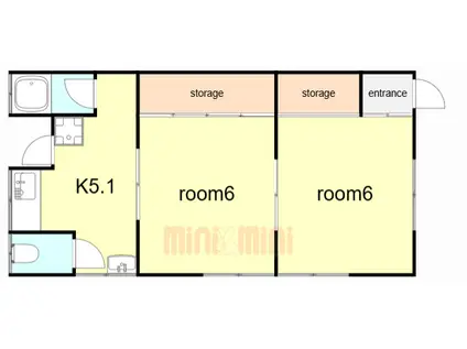 大丸ハイツ(2K/1階)の間取り写真