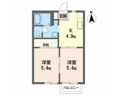 クリアコート(2K/2階)の間取り写真