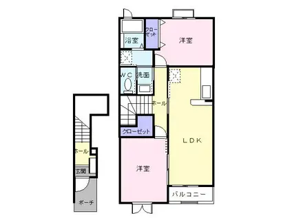 グランメゾンII(2LDK/2階)の間取り写真
