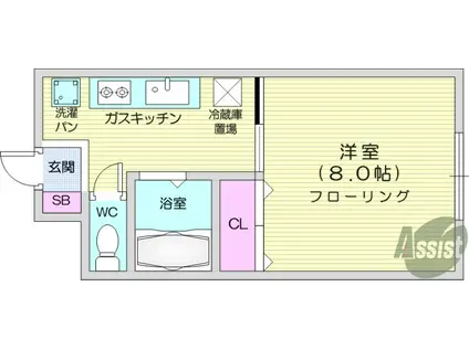 カーサ・フェリス(1K/1階)の間取り写真