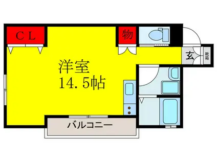 クレール・フテラ(ワンルーム/1階)の間取り写真