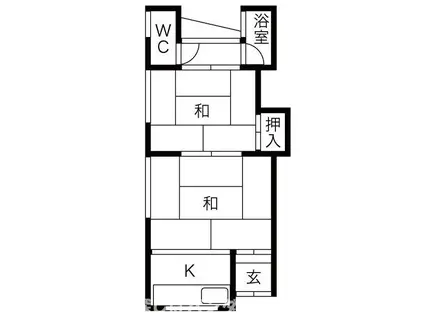 京阪本線 御殿山駅 徒歩8分 2階建 築53年(2K/1階)の間取り写真