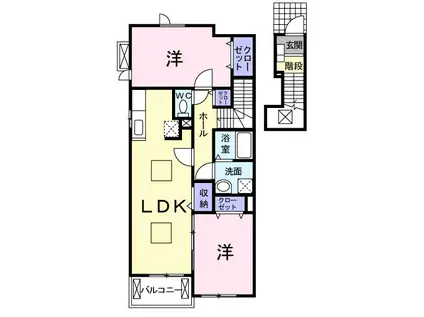 クリザンテーム I(2LDK/2階)の間取り写真