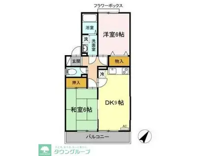 ヒルサイドタウンA棟(2DK/1階)の間取り写真