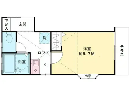 パレス瑠璃(1K/1階)の間取り写真
