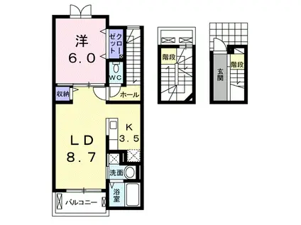 ラブリー C(1LDK/3階)の間取り写真