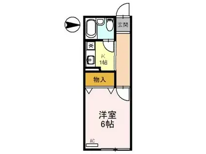 パフィオニッシン(1K/2階)の間取り写真