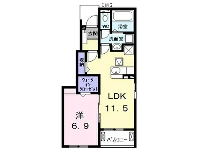 ヒカルサ名古屋港区大西II(1LDK/1階)の間取り写真
