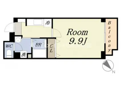 ドーム千代崎(1K/4階)の間取り写真