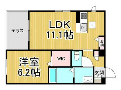 MAISONVERTEUMENOKI(1LDK/1階)の間取り写真