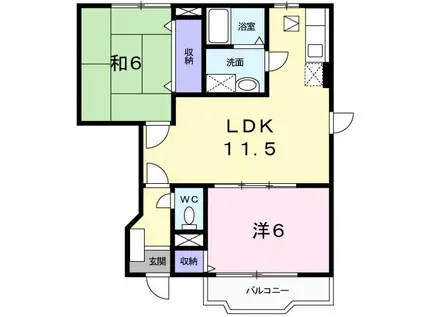 ドルチェ・モルティF(2LDK/1階)の間取り写真