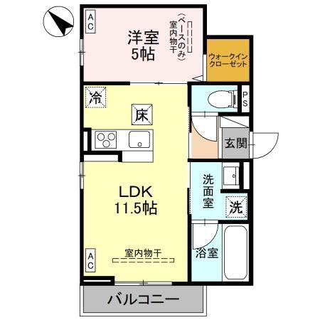 グレイスフルN(1LDK/1階)の間取り写真