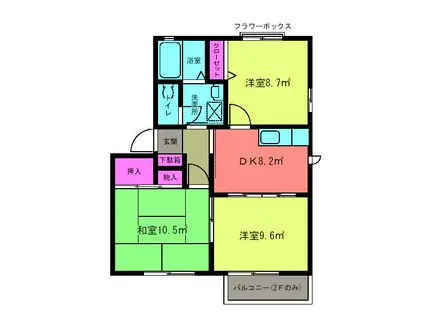 モン・シェリー(3DK/2階)の間取り写真