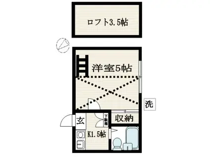 オーバーウェル 多摩(1K/1階)の間取り写真