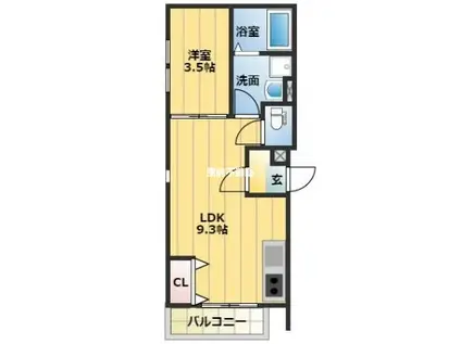 CLOVER津福(1LDK/2階)の間取り写真
