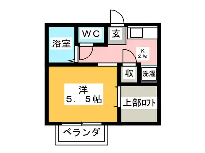 コーポ・オンリーワン(1K/1階)の間取り写真
