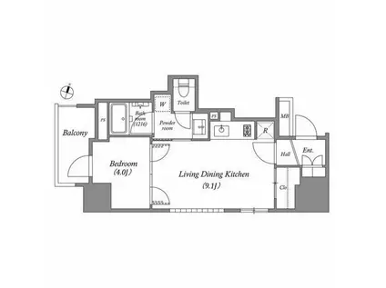 マークス横浜戸部(1LDK/7階)の間取り写真