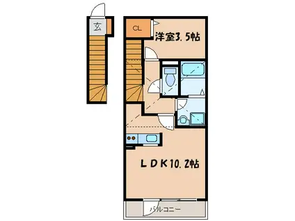 AMOUR R(1LDK/2階)の間取り写真