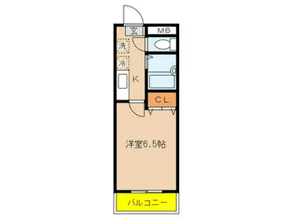 YKマンション(1K/4階)の間取り写真