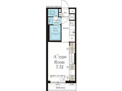 リブリ・浄心A(1K/3階)の間取り写真